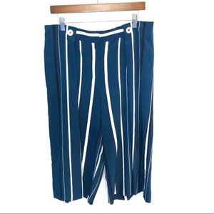Zara Wide Leg Blue and White Striped Culottes